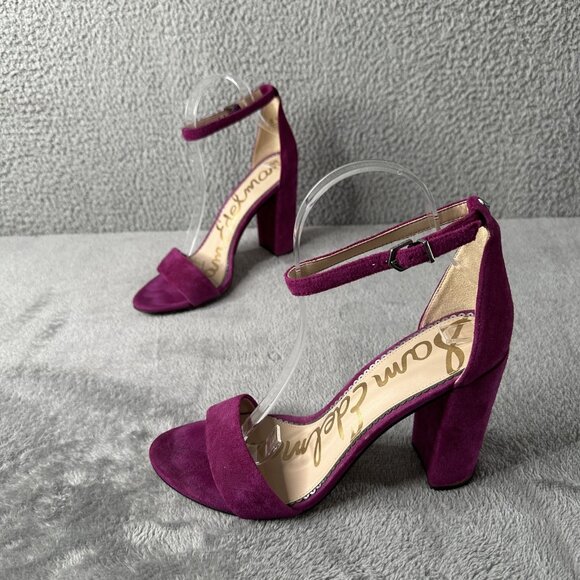 Sam Edelman Shoes Womens Size‎ 9M Purple Suede Yaro Block Heel Sandals Dressy - Picture 1 of 10